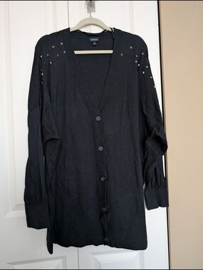 torrid Black V-Neck Stud Accent Button Cardigan
